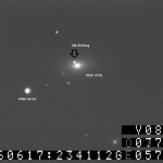 Supernova SN 2016coj v galaxii NGC 4125. Snímek pořízen prostřednictvím kamery Watec 910HX v ohnisku 50 cm dalekohledu na hvězdárně v Rokycanech.